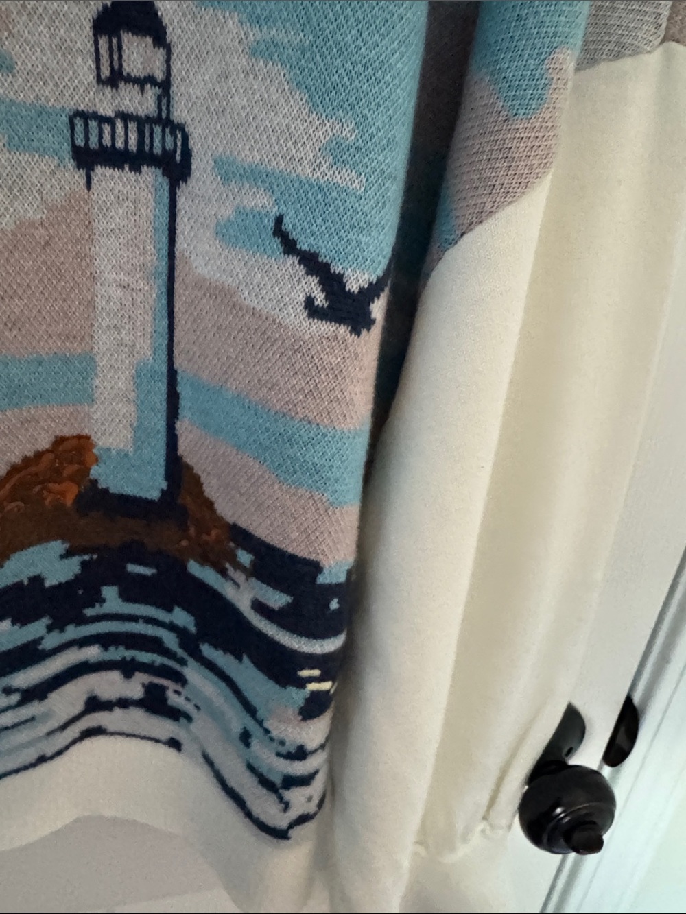 Anthropologie Cream Scenic Lighthouse Knit Sweater with Blue Accents - Picture 6 of 8